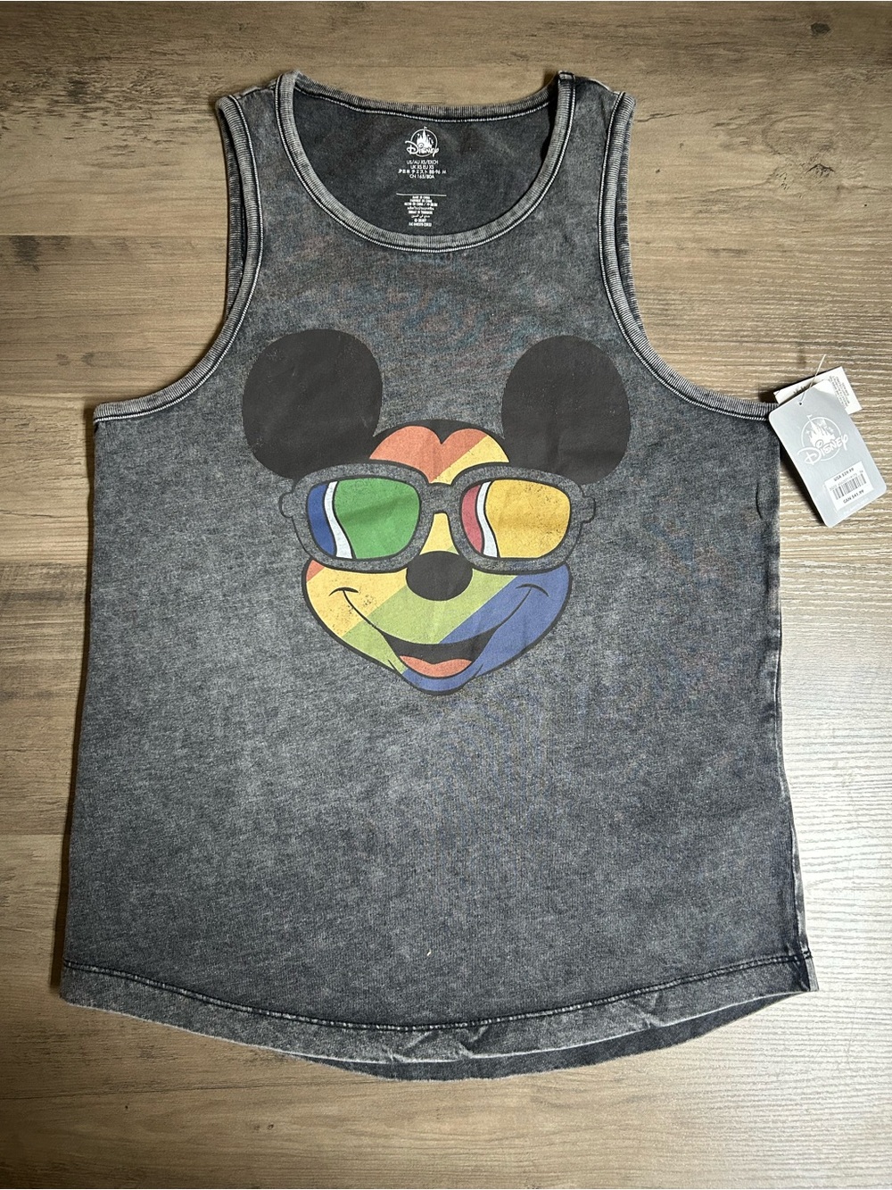 Disney Gray Tank with Rainbow Mickey Sunglasses Graphic